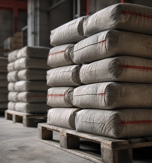 Cement stock staged for despatch
